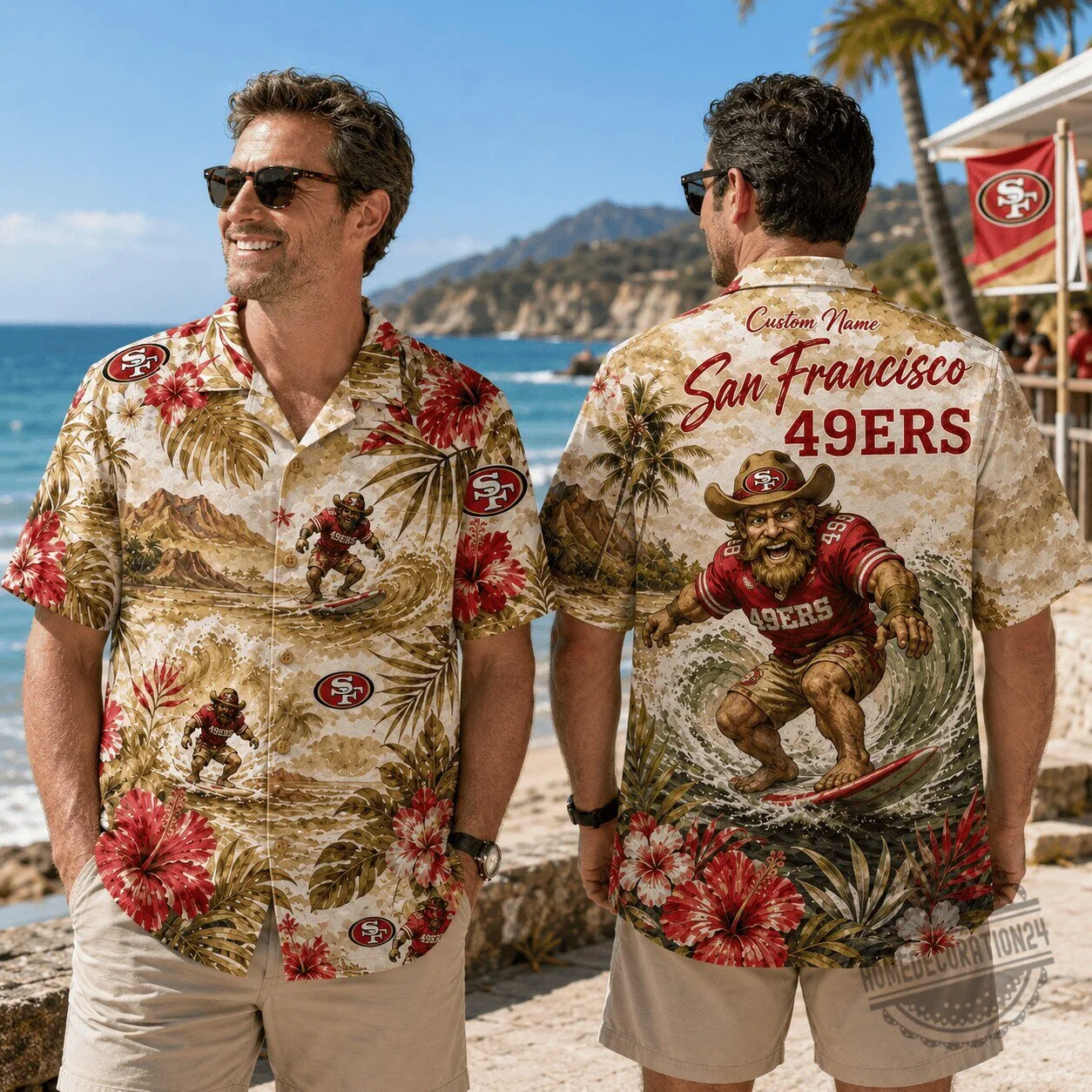San Francisco 49ers Surfing Mascot Tropical Hawaiian Shirt