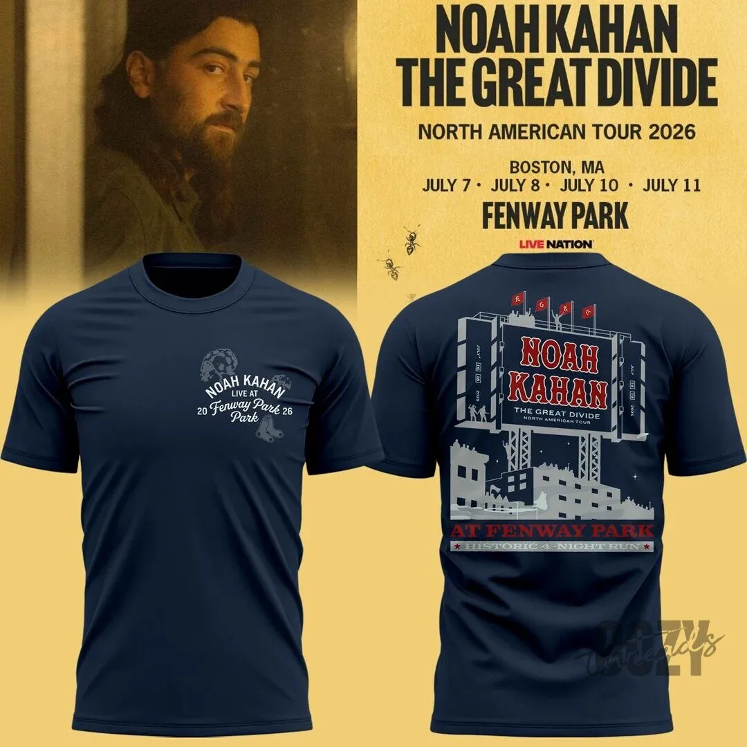 The Great Divide Tour 2026 Concert T-Shirt at Fenway Park by Noah Kahan