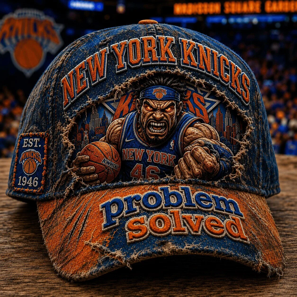 New York Knicks Problem Solved Distressed Denim Cap Hat