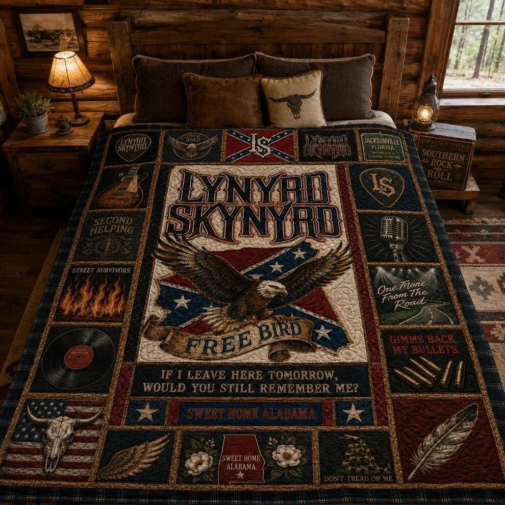 Lynyrd Skynyrd Free Bird Southern Rock Music Quilt Blanket