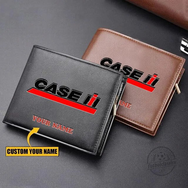 Case IH Logo Personalized Custom Name Black and Brown Bifold Wallet