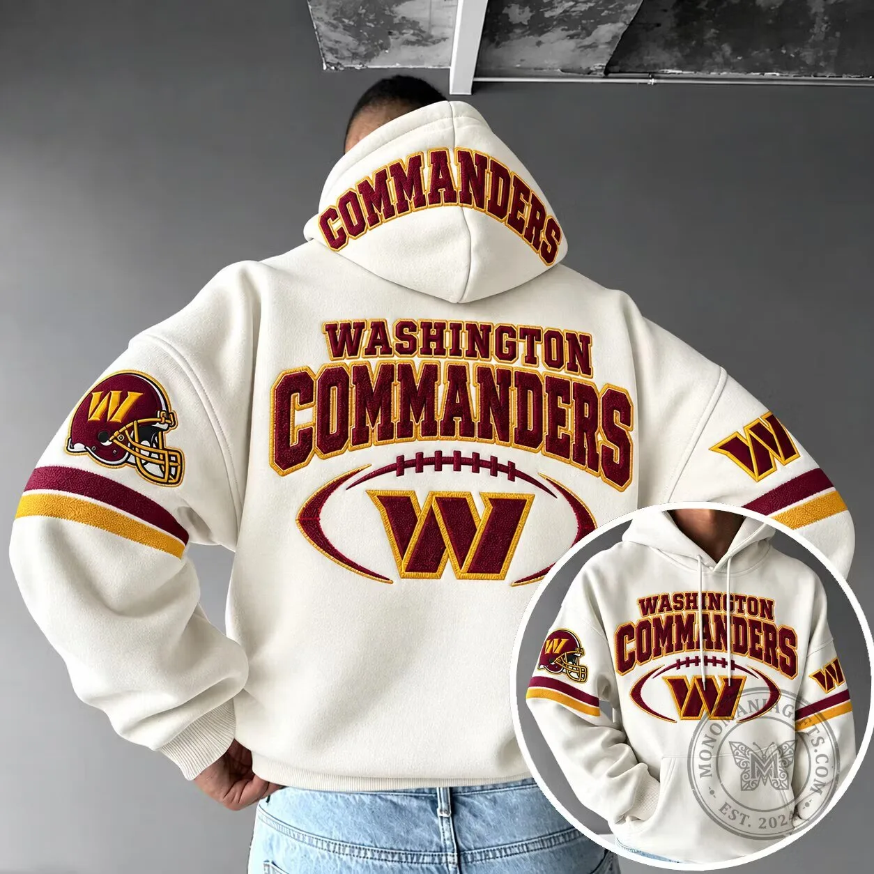 Washington Commanders Football Team Logo White Hoodie