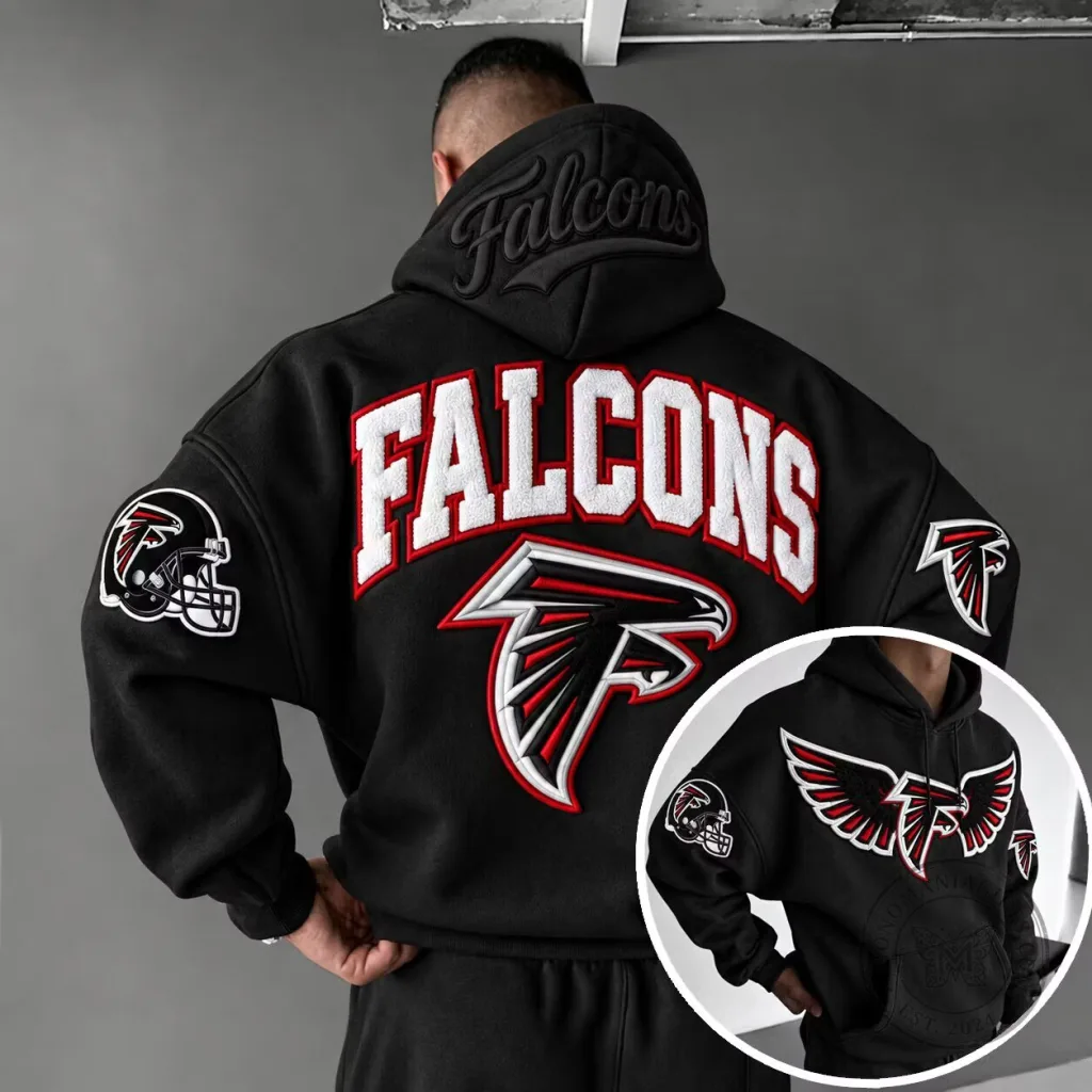 Atlanta Falcons Embroidered Black Pullover Hoodie Atlanta Falcons Embroidered Black Pullover Hoodie