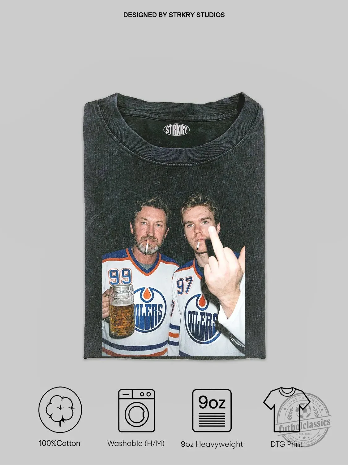 Edmonton Oilers Hockey T-Shirt featuring Wayne Gretzky and Connor McDavid