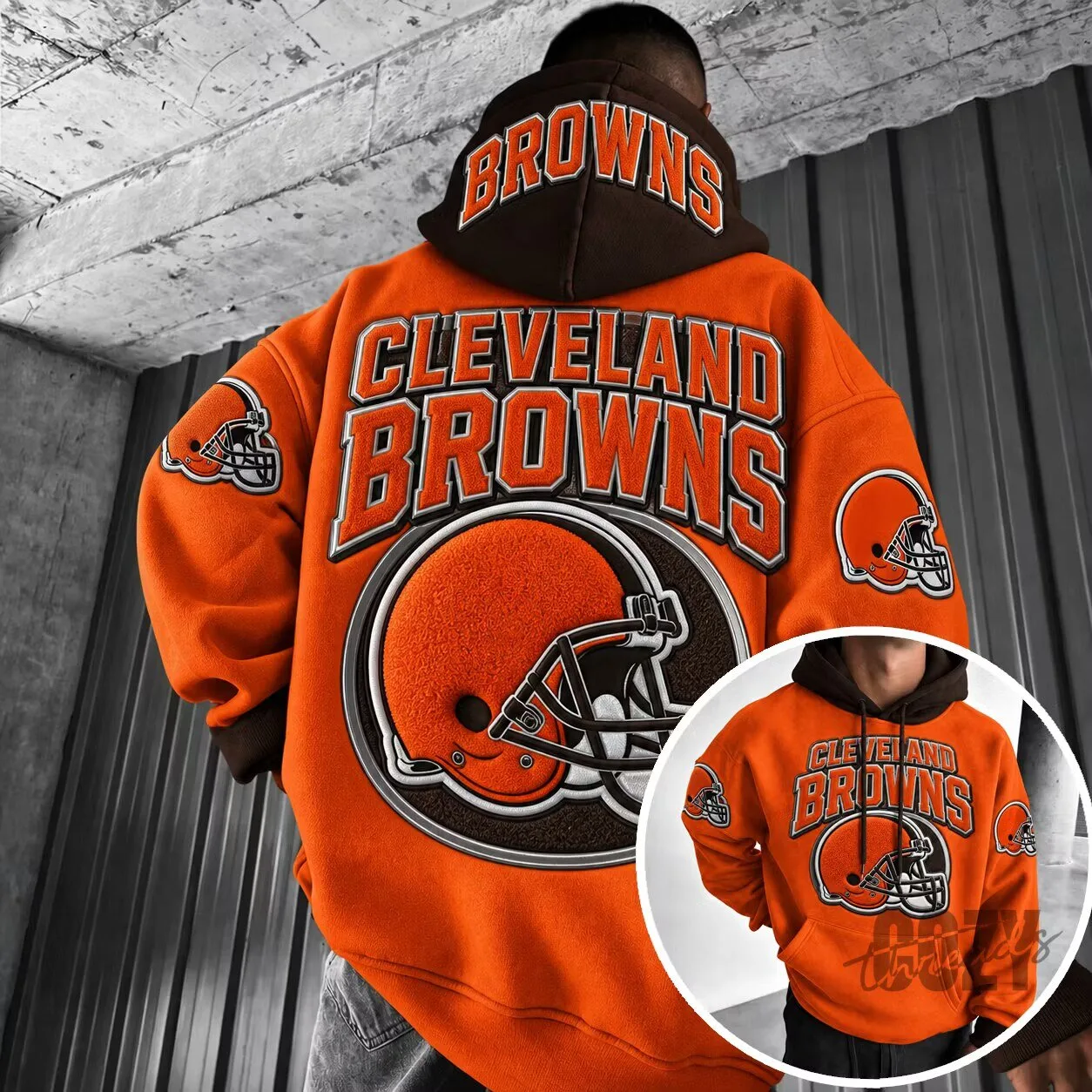 Cleveland Browns Football Team Logo Orange and Brown Hoodie 1 Cleveland Browns Football Team Logo Orange and Brown Hoodie