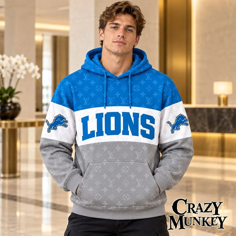 Detroit Lions LV Luxury Monogram Concept Fan Hoodie | Apparel