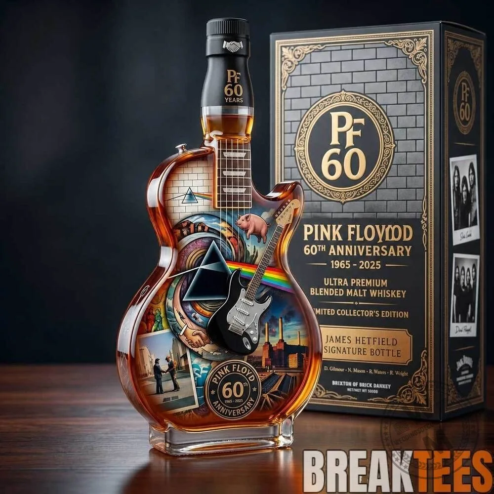 Pink Floyd 60th Anniversary Guitar Shaped Whiskey Bottle Collector's Edition 6 Pink Floyd 60th Anniversary Guitar Shaped Whiskey Bottle Collector