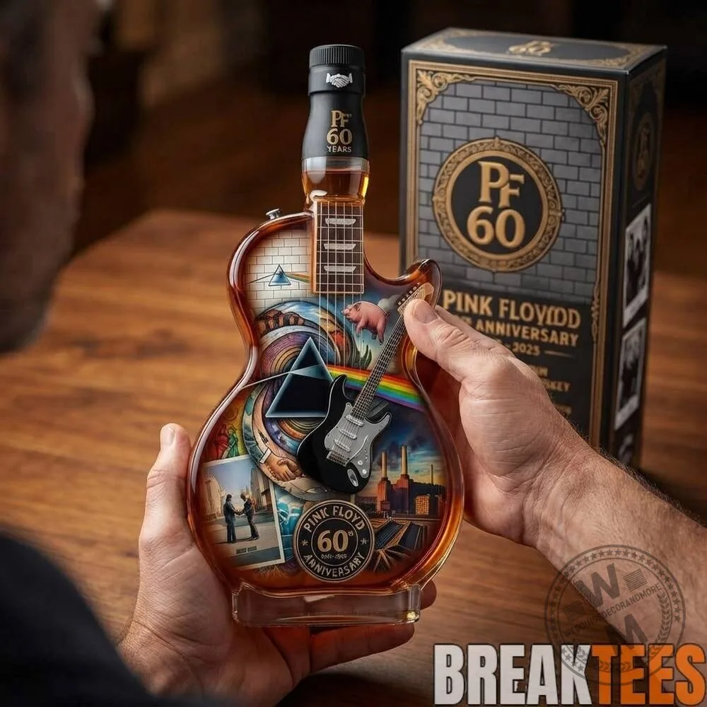 Pink Floyd 60th Anniversary Guitar Shaped Whiskey Bottle Collector's Edition 7 Pink Floyd 60th Anniversary Guitar Shaped Whiskey Bottle Collector