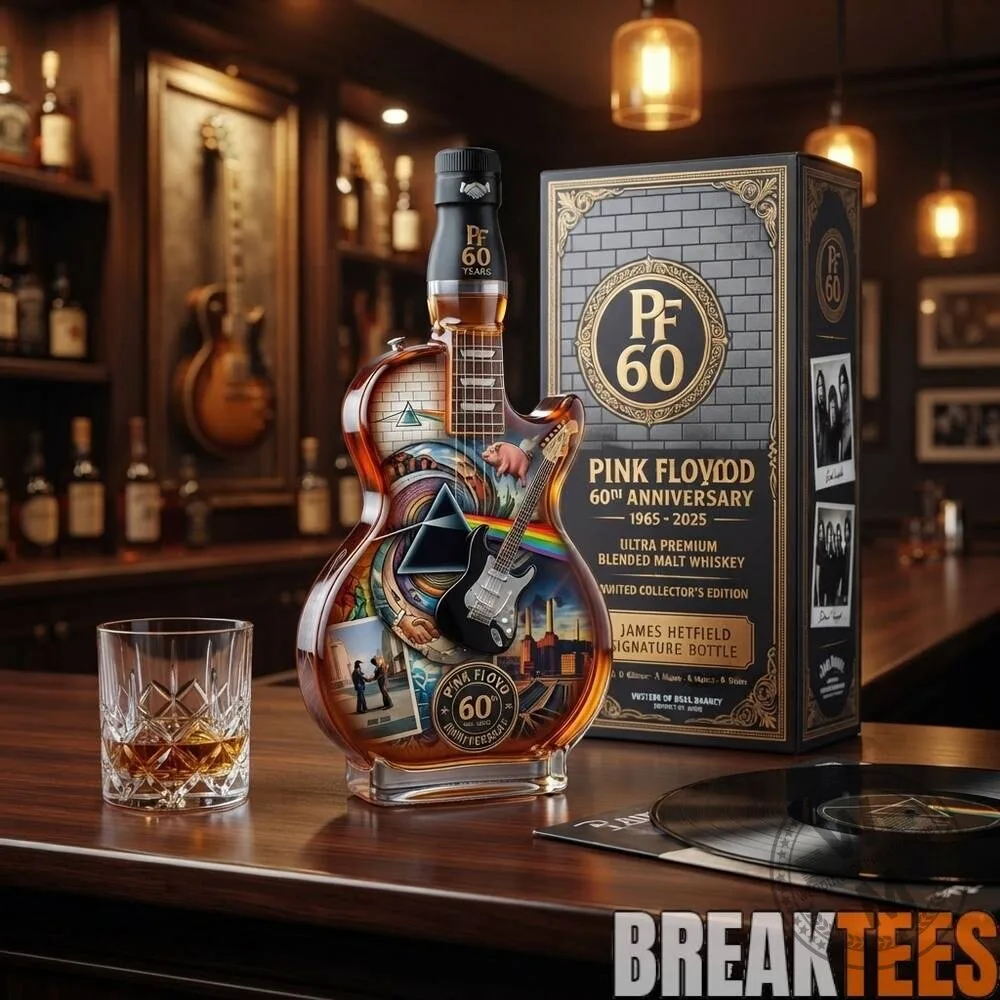 Pink Floyd 60th Anniversary Guitar Shaped Whiskey Bottle Collector's Edition 9 Pink Floyd 60th Anniversary Guitar Shaped Whiskey Bottle Collector