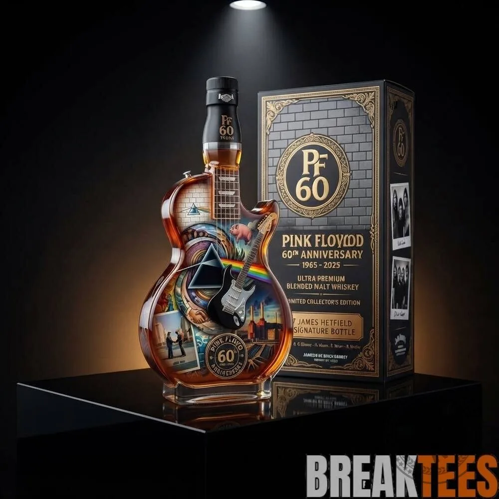 Pink Floyd 60th Anniversary Guitar Shaped Whiskey Bottle Collector's Edition 10 Pink Floyd 60th Anniversary Guitar Shaped Whiskey Bottle Collector