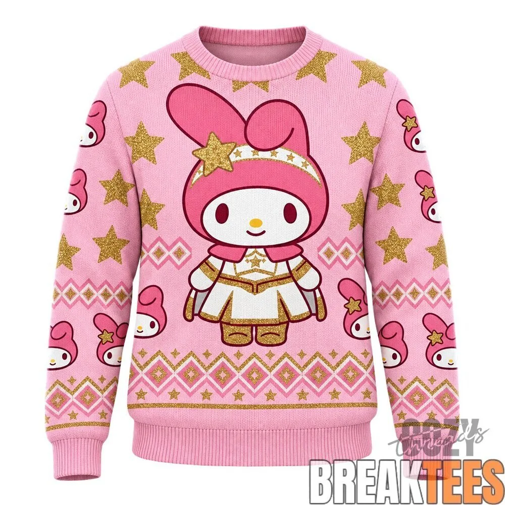 My Melody Pink Christmas Pattern Holiday Ugly Sweater 3 My Melody Pink Christmas Pattern Holiday Ugly Sweater