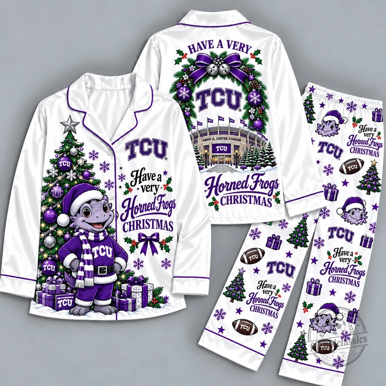 TCU Horned Frogs Football Mascot Christmas Pajamas Set