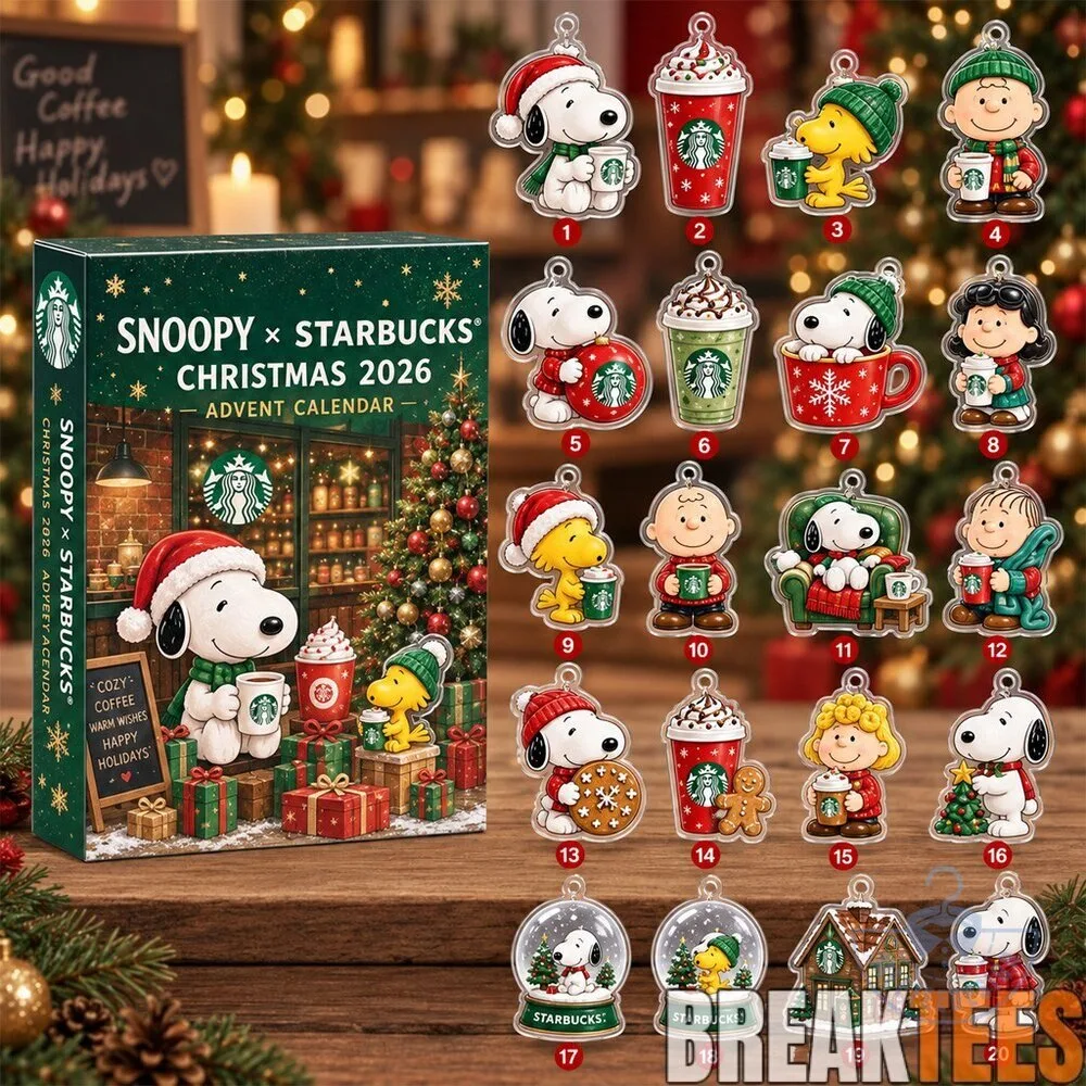 Snoopy Starbucks Christmas 2026 Advent Calendar Holiday Countdown Ornaments