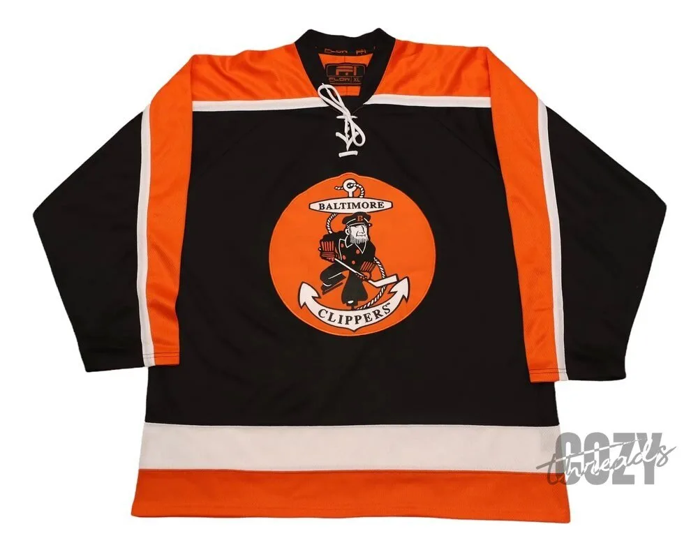 Baltimore Clippers 1960s Vintage Hockey Jersey Black Orange White Stripes