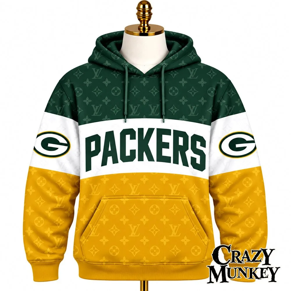 Green Bay Packers LV Luxury Monogram Concept Fan Hoodie | Apparel 3 Green Bay Packers LV Luxury Monogram Concept Fan Hoodie | Apparel