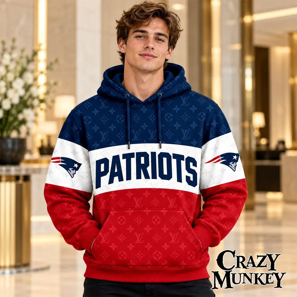 New England Patriots LV Luxury Monogram Concept Fan Hoodie | Apparel