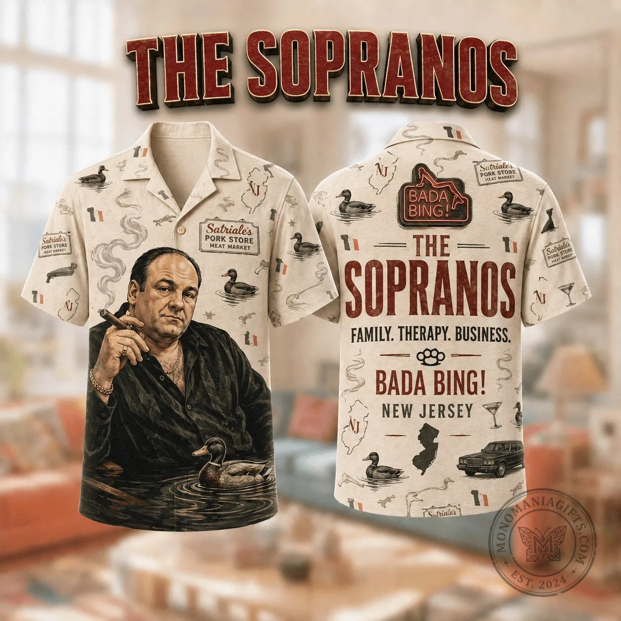 The Sopranos Tony Soprano Portrait Bada Bing Hawaiian Shirt