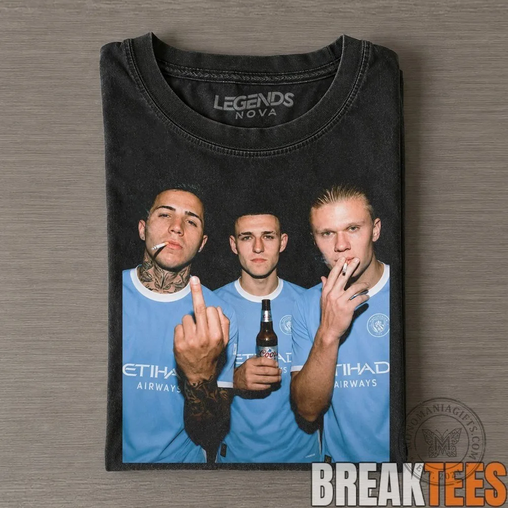 Erling Haaland Phil Foden Enzo Fernandez Manchester City Football T-Shirt