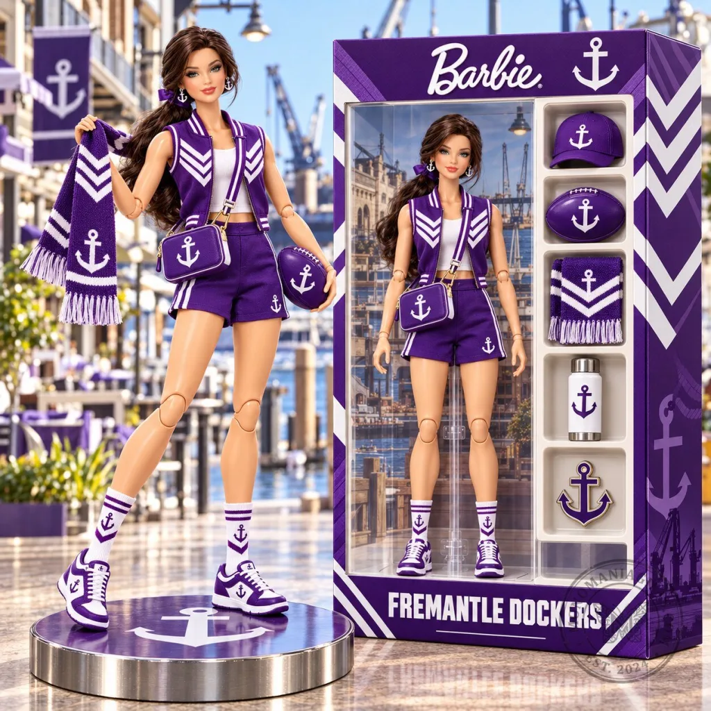 Barbie Fremantle Dockers AFL Football Club Collector Doll Set Barbie Fremantle Dockers AFL Football Club Collector Doll Set