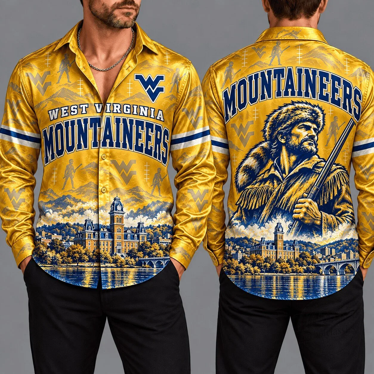 West Virginia Mountaineers University Campus Gold Long-Sleeve Shirt