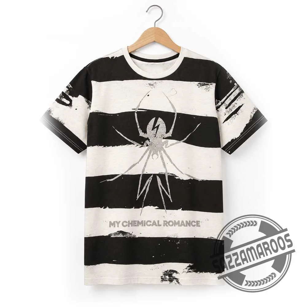 My Chemical Romance Danger Days Spider Black White Striped T-Shirt