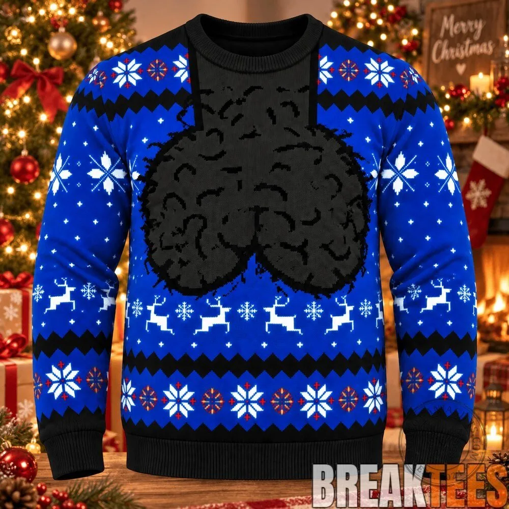 Funny Jingle Balls Blue Ugly Christmas Sweater for Men