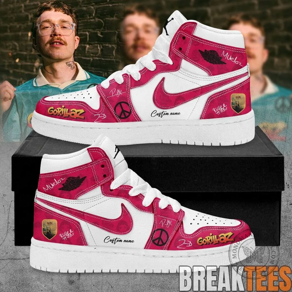Gorillaz The Mountain Tour 2026 Pink Signature Custom High-Top Shoes