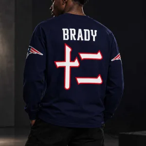 Tom Brady #12 New England Patriots Japanese Kanji Long Sleeve Shirt 7 Tom Brady #12 New England Patriots Japanese Kanji Long Sleeve Shirt