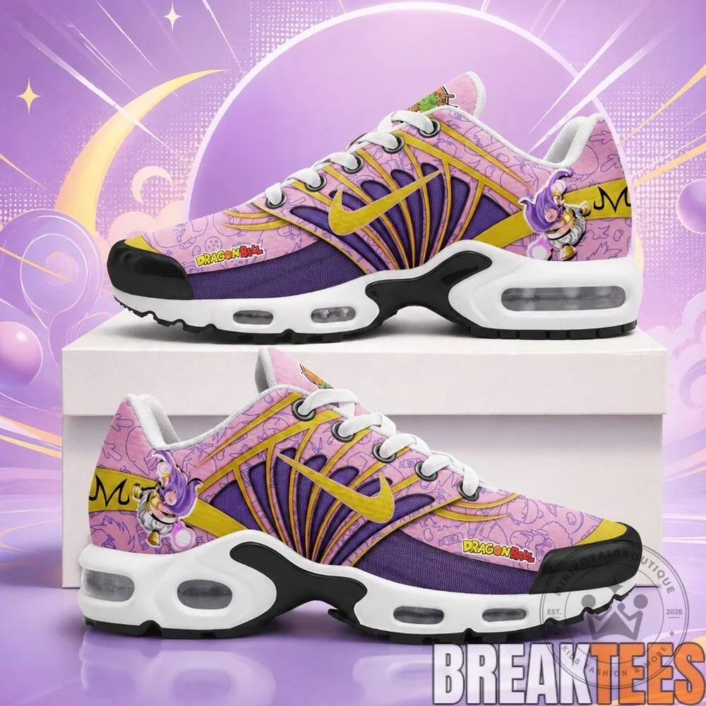 Dragon Ball Z Majin Buu Anime Character Pink and Purple Athletic Shoes