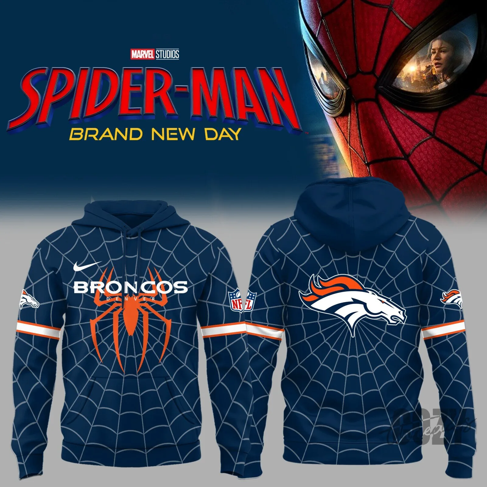 Denver Broncos Spider-Man Brand New Day Marvel Comics Superhero Hoodie