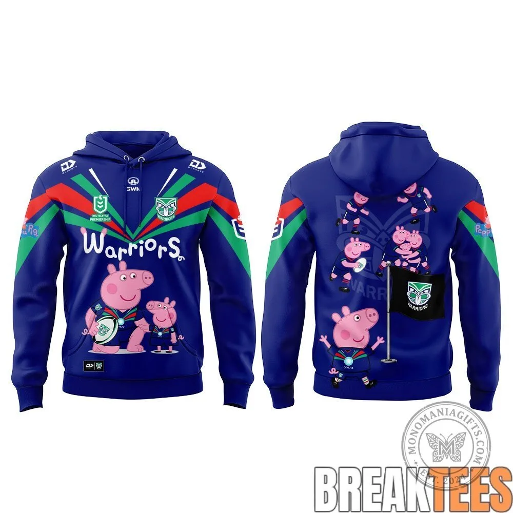 New Zealand Warriors Peppa Pig Rugby League Team Hoodie 3 New Zealand Warriors Peppa Pig Rugby League Team Hoodie