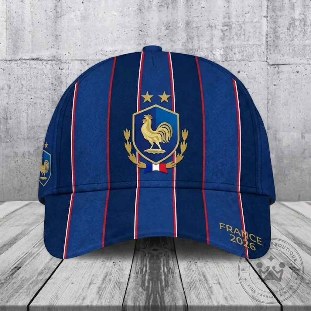 France Football National Team Crest Blue Stripes Baseball Cap Hat 5 France Football National Team Crest Blue Stripes Baseball Cap Hat