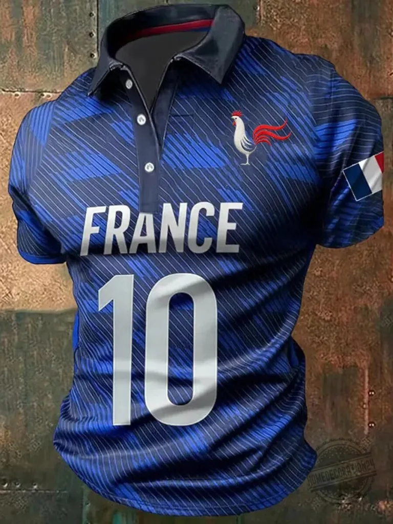 France Football Team Number 10 Rooster Emblem Polo Shirt 1 France Football Team Number 10 Rooster Emblem Polo Shirt