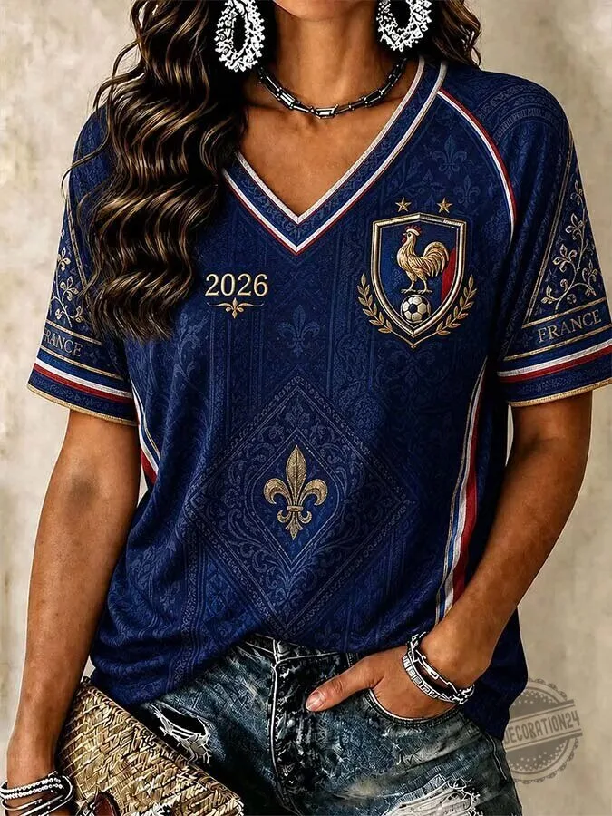 France Football World Cup 2026 Women's V-Neck Jersey