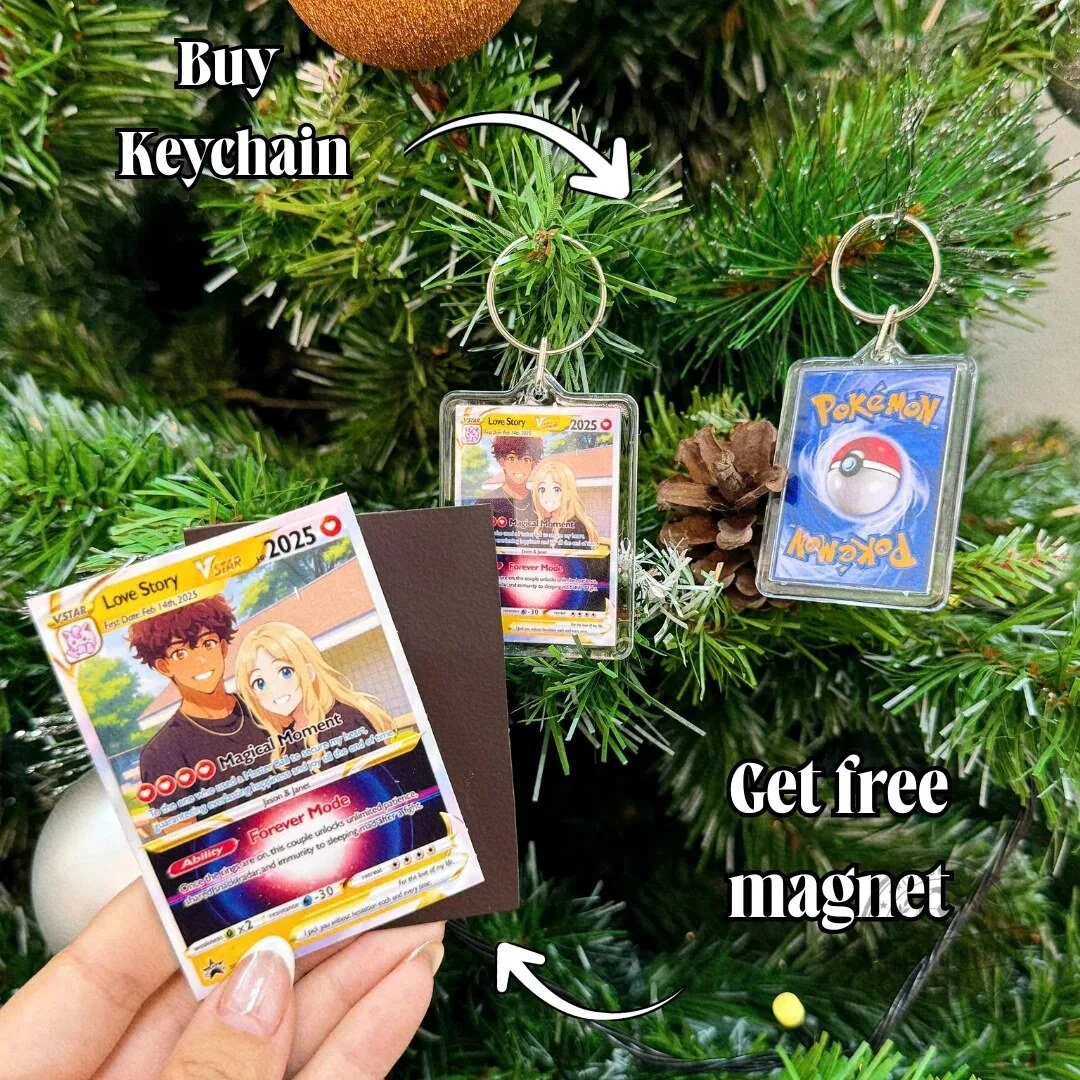 Pokemon Love Story VSTAR Card Anniversary Couple Photo Art Keychain