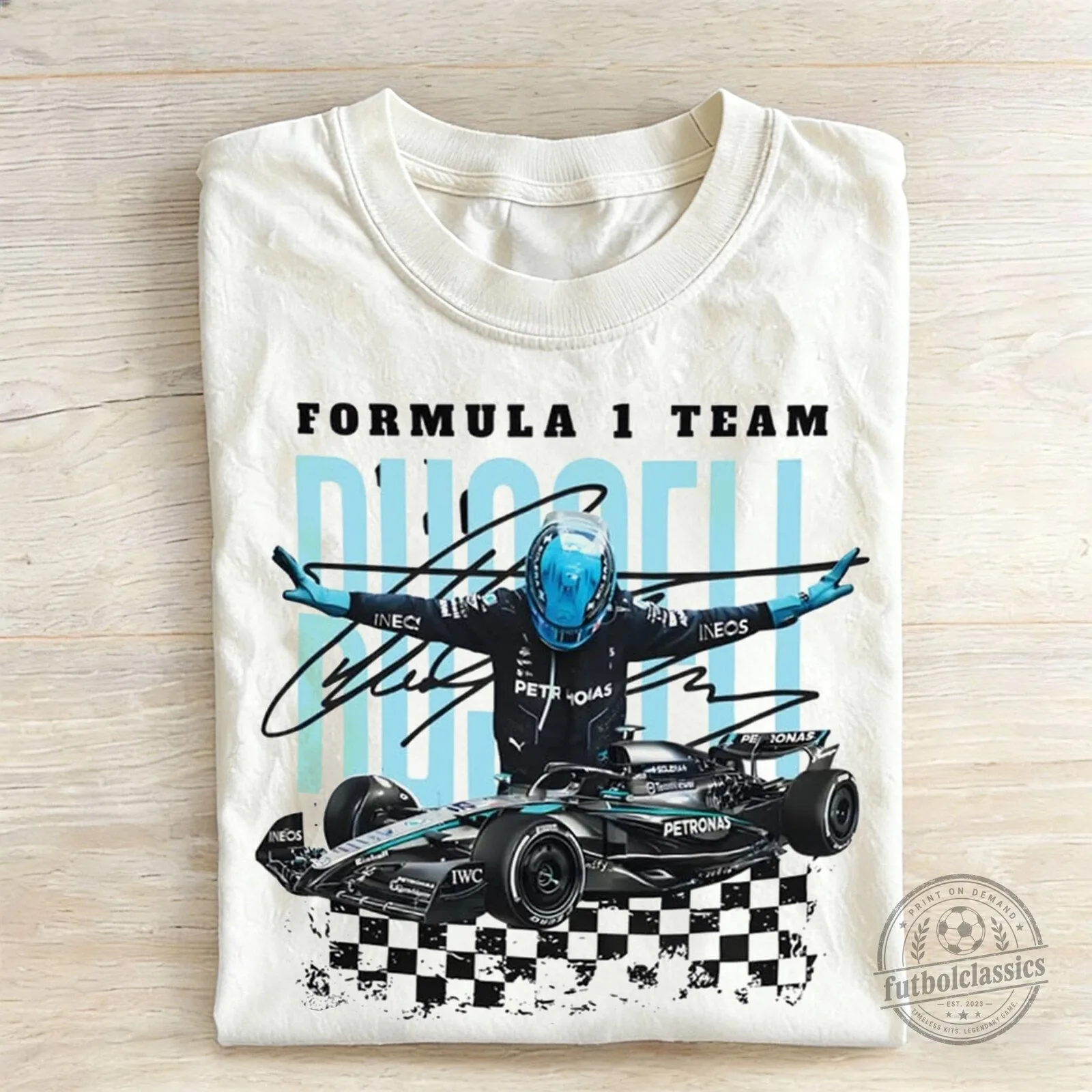 George Russell Formula 1 Team Driver Signature T-Shirt