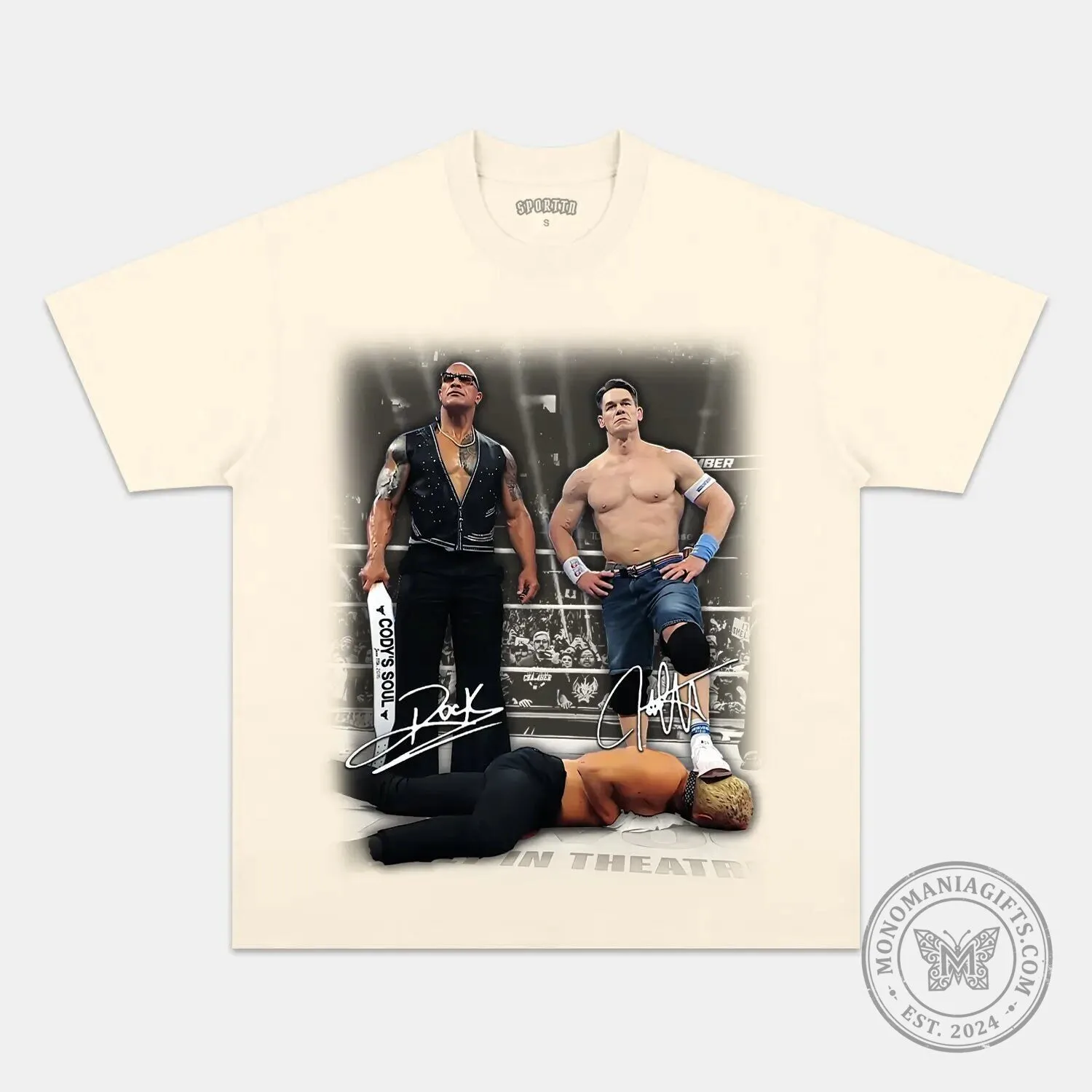Wrestling Match T-Shirt Featuring John Cena and Dwayne "The Rock" Johnson