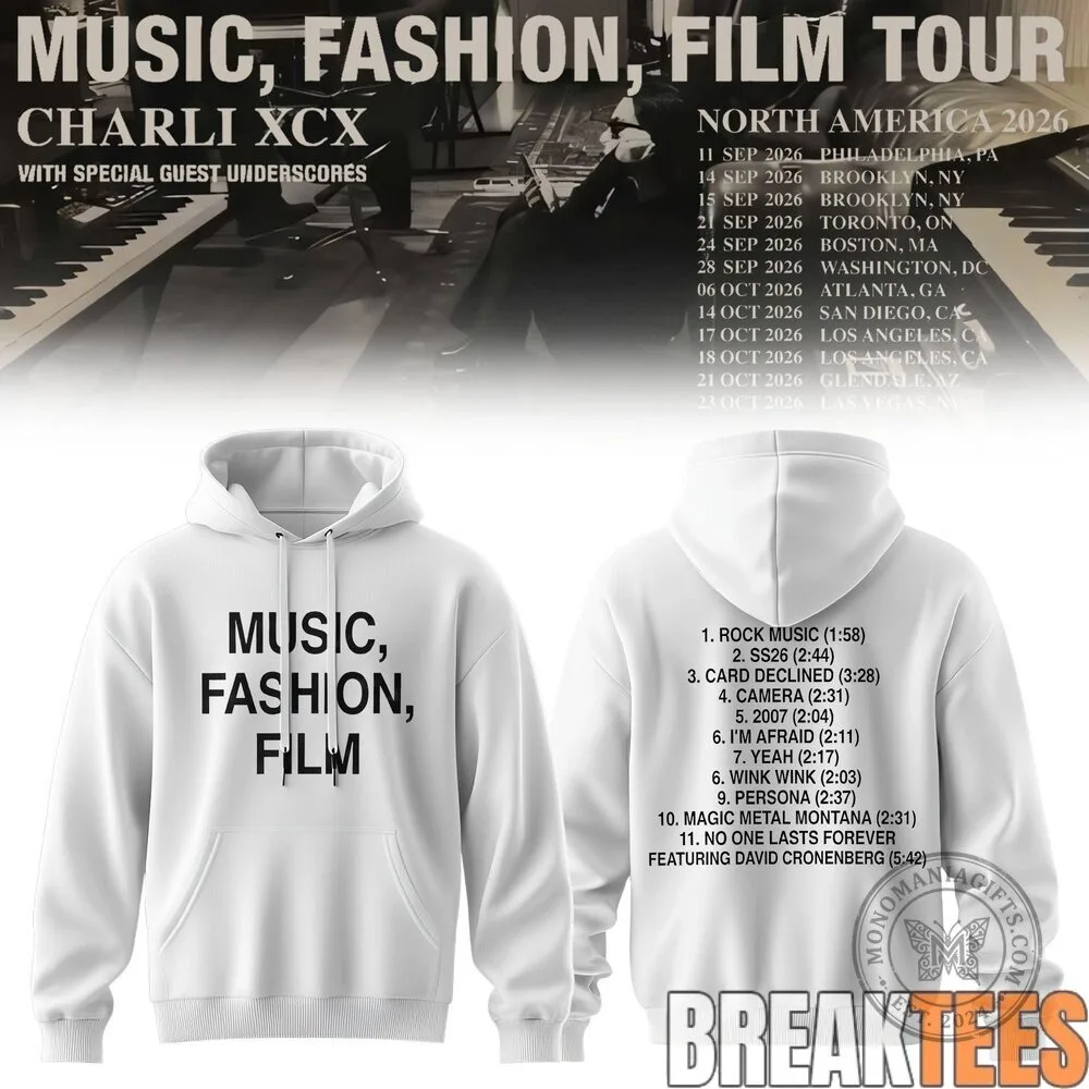 Charli XCX Music Fashion Film Tour 2026 Concert Dates Tracklist Hoodie