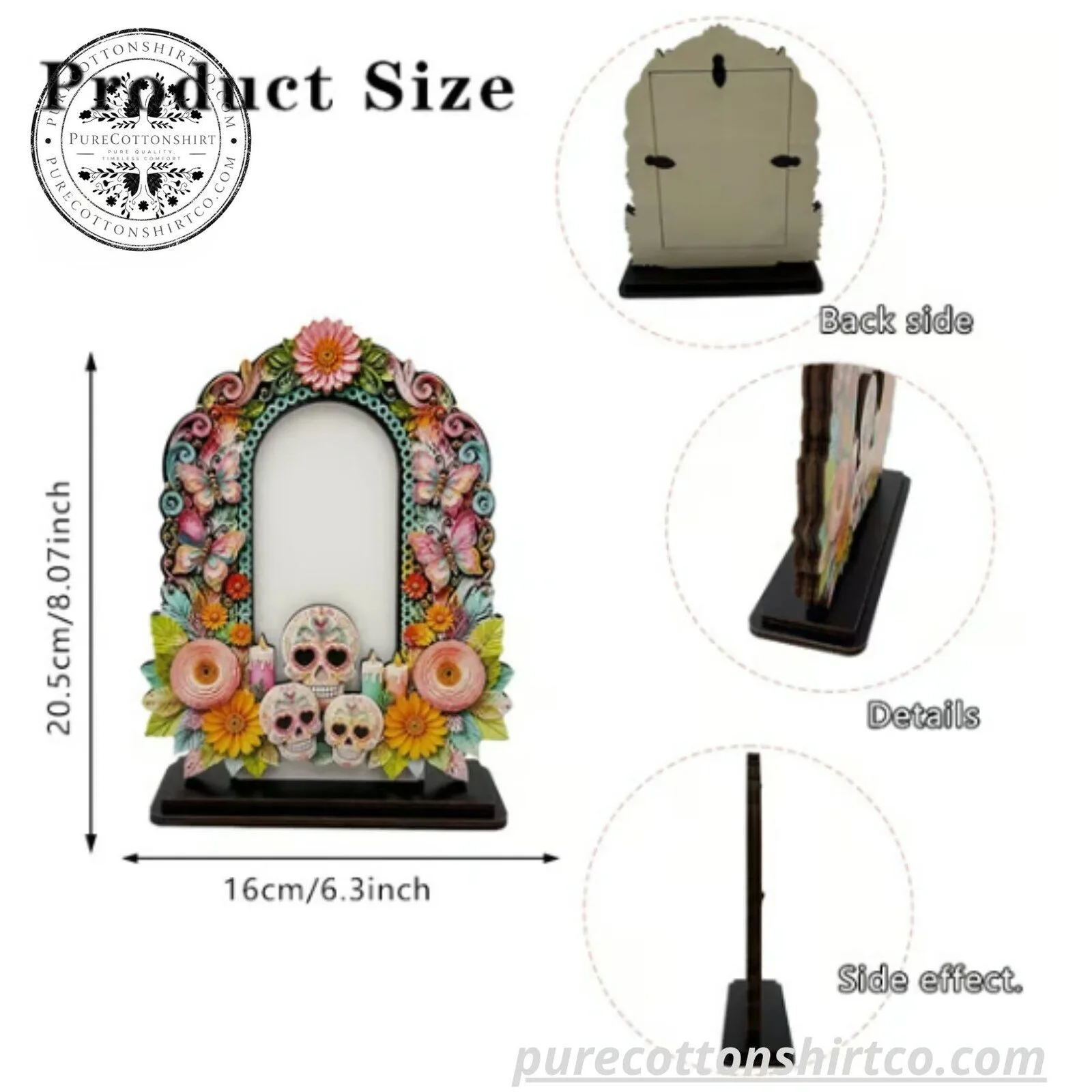 DAY OF THE DEAD DECOR 6 Wooden Memorial Photo Frames – Colorful Ofrenda Picture Frame Set with Floral Details 6 DAY OF THE DEAD DECOR 6 Wooden Memorial Photo Frames – Colorful Ofrenda Picture Frame Set with Floral Details