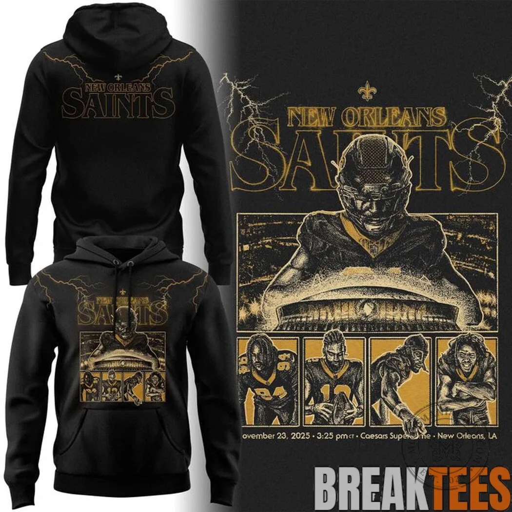 New Orleans Saints Football Team Stranger Things Inspired Black Hoodie