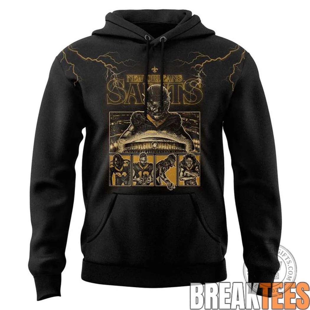 New Orleans Saints Football Team Stranger Things Inspired Black Hoodie 4 New Orleans Saints Football Team Stranger Things Inspired Black Hoodie