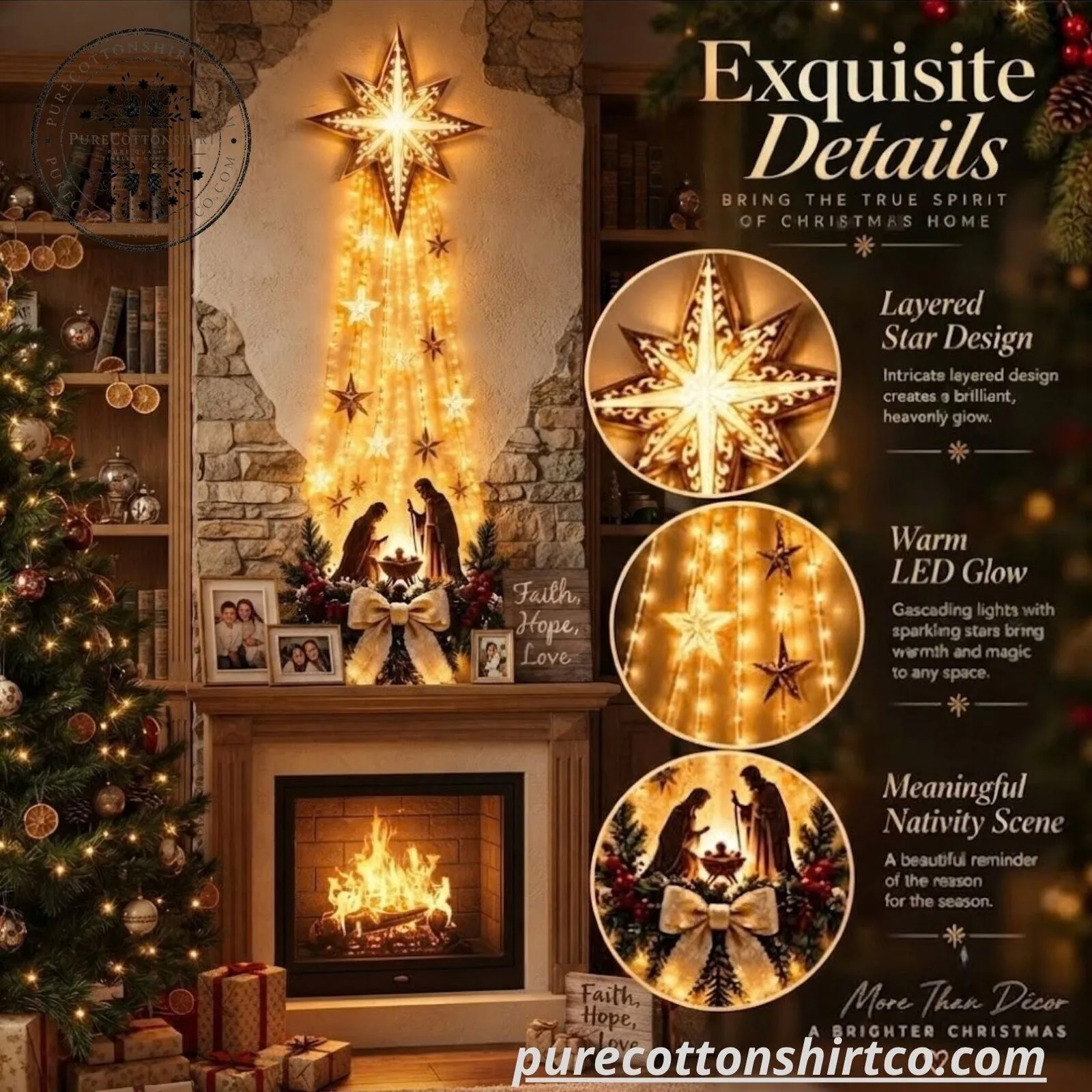 ✨✝️ Bethlehem Star of Faith – Lighted Nativity Wall Decor