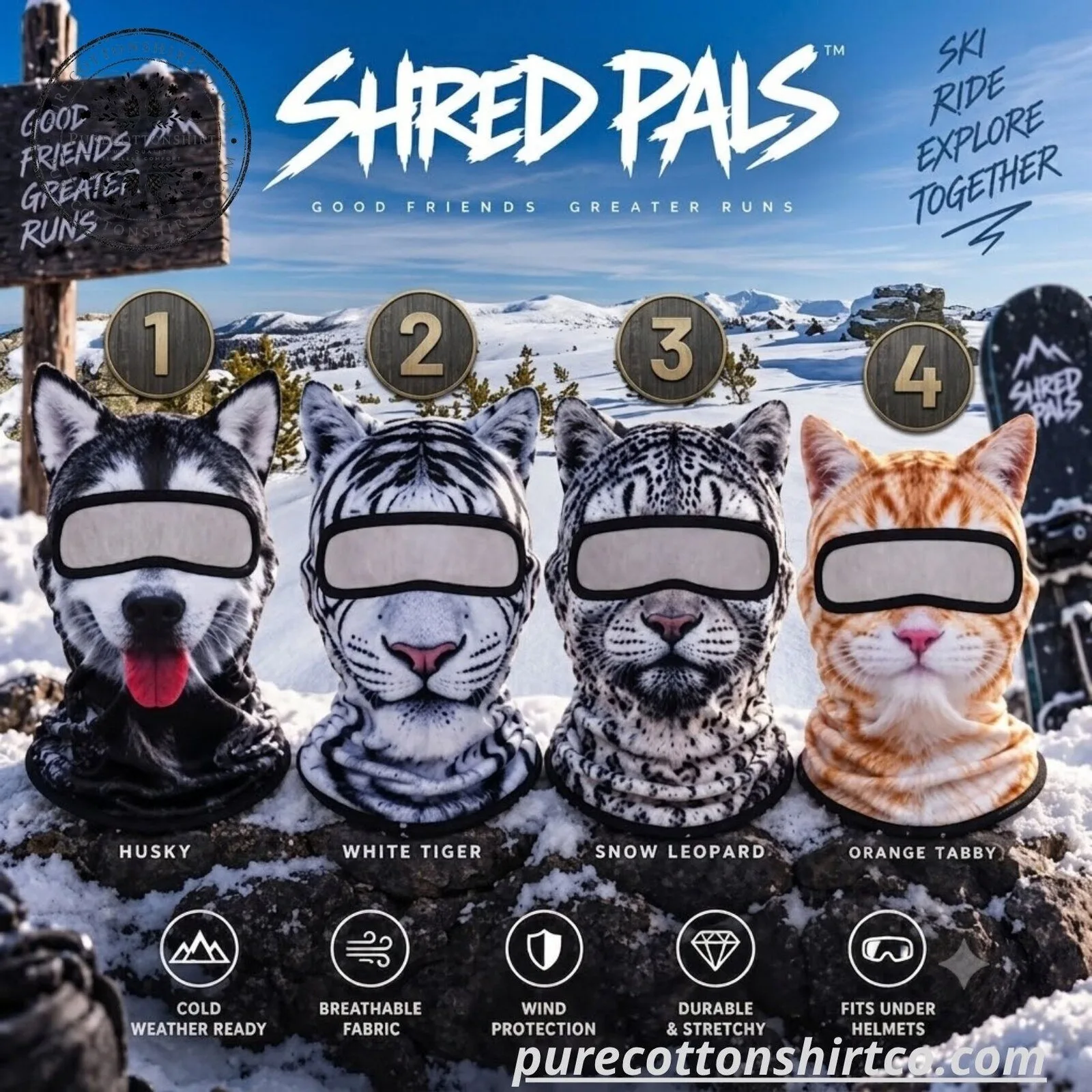 🔥🐱3D Cat Ski Balaclava Face Mask with Ears Animal Mask