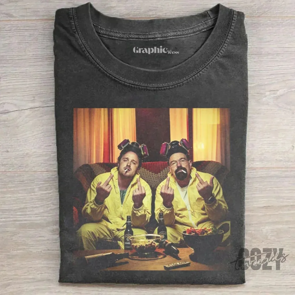Breaking Bad Walter White Jesse Pinkman Middle Finger T-Shirt Breaking Bad Walter White Jesse Pinkman Middle Finger T-Shirt
