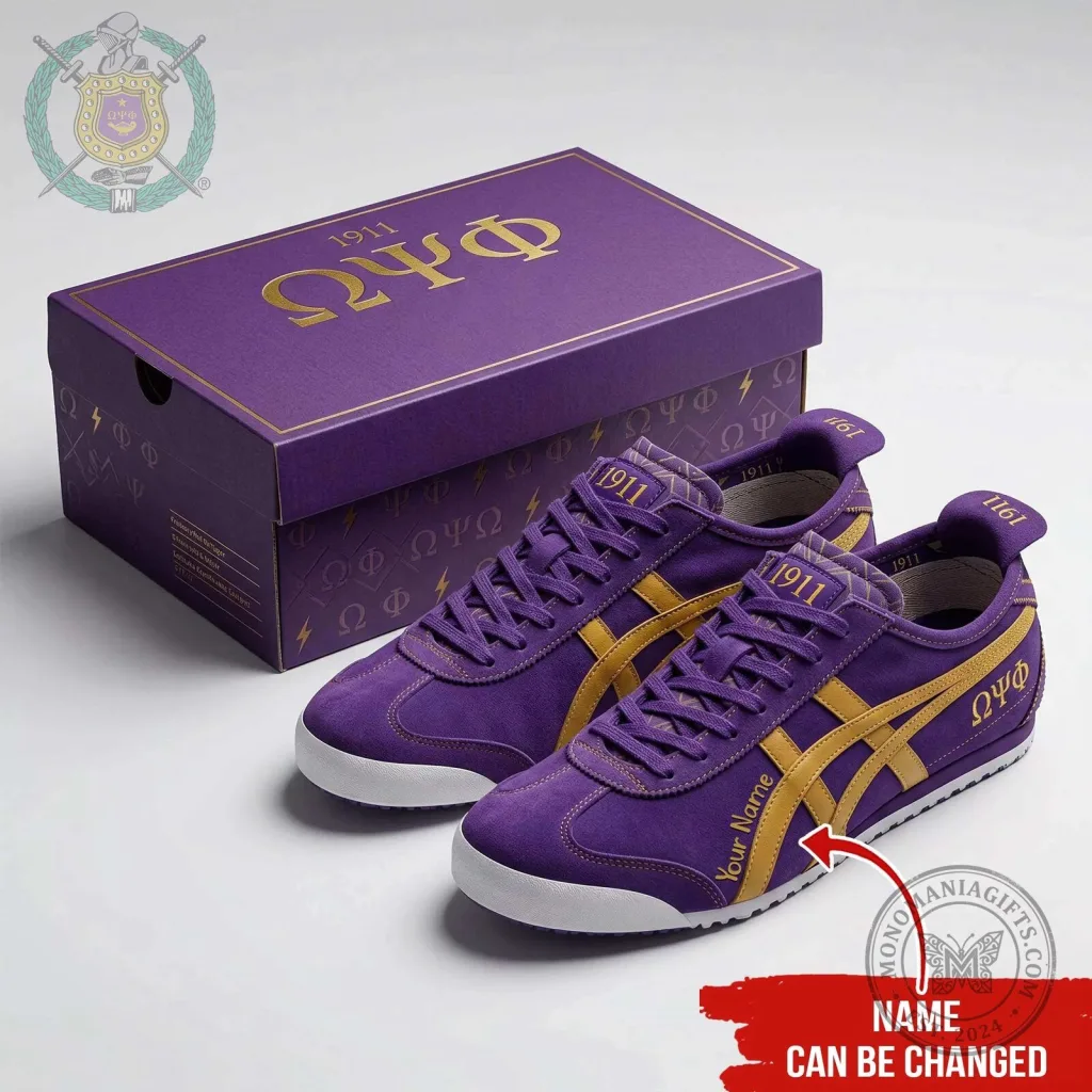 Omega Psi Phi Fraternity 1911 Purple and Gold Athletic Shoes