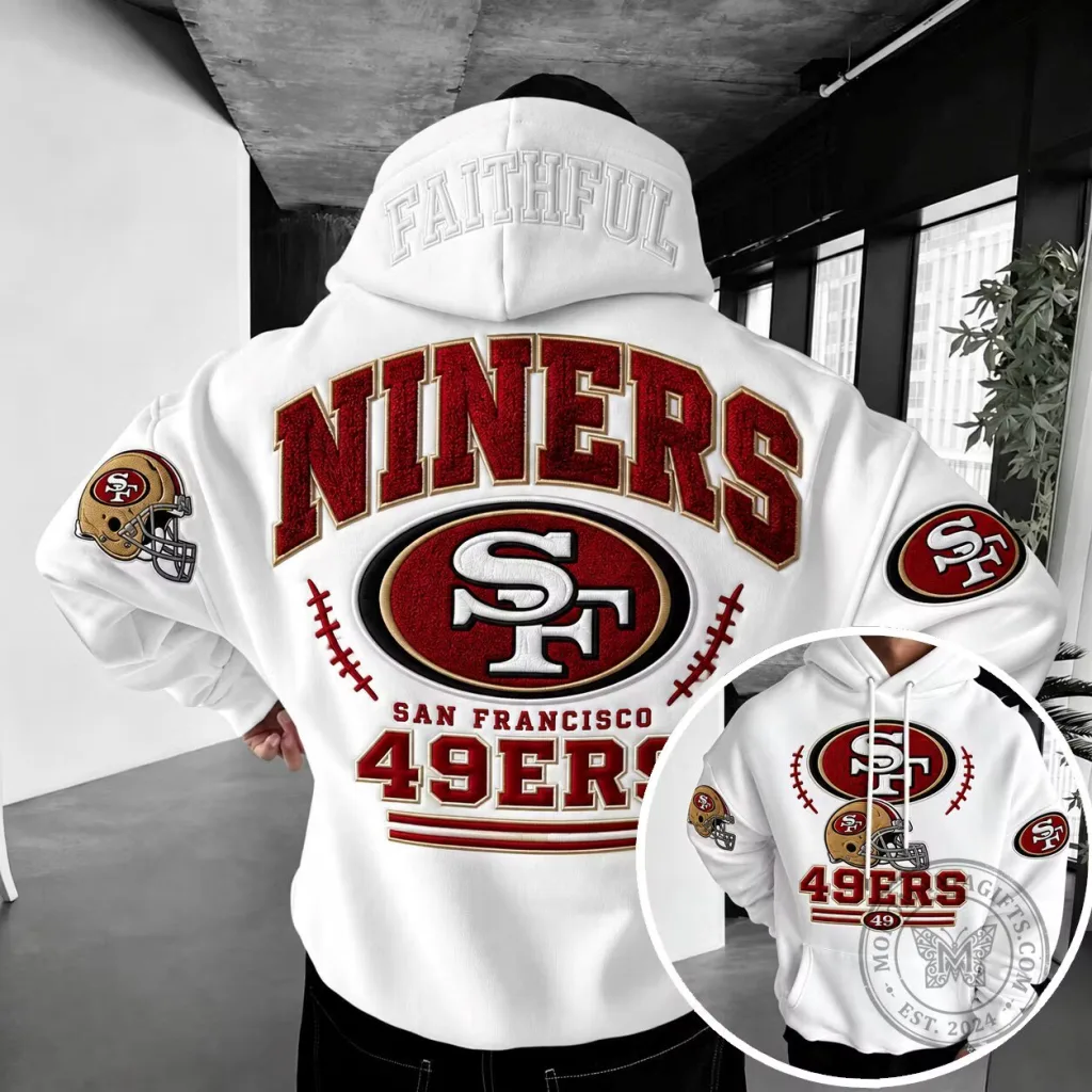 San Francisco 49ers Football Team Helmet Logo White Hoodie San Francisco 49ers Football Team Helmet Logo White Hoodie