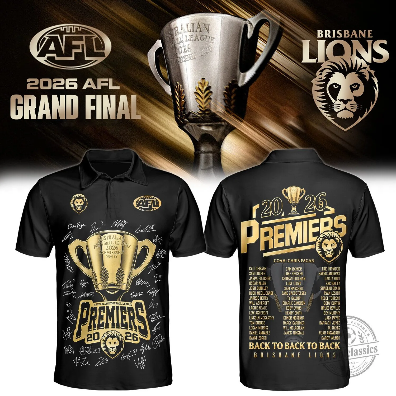 Brisbane Lions 2026 AFL Grand Final Premiers Polo Shirt
