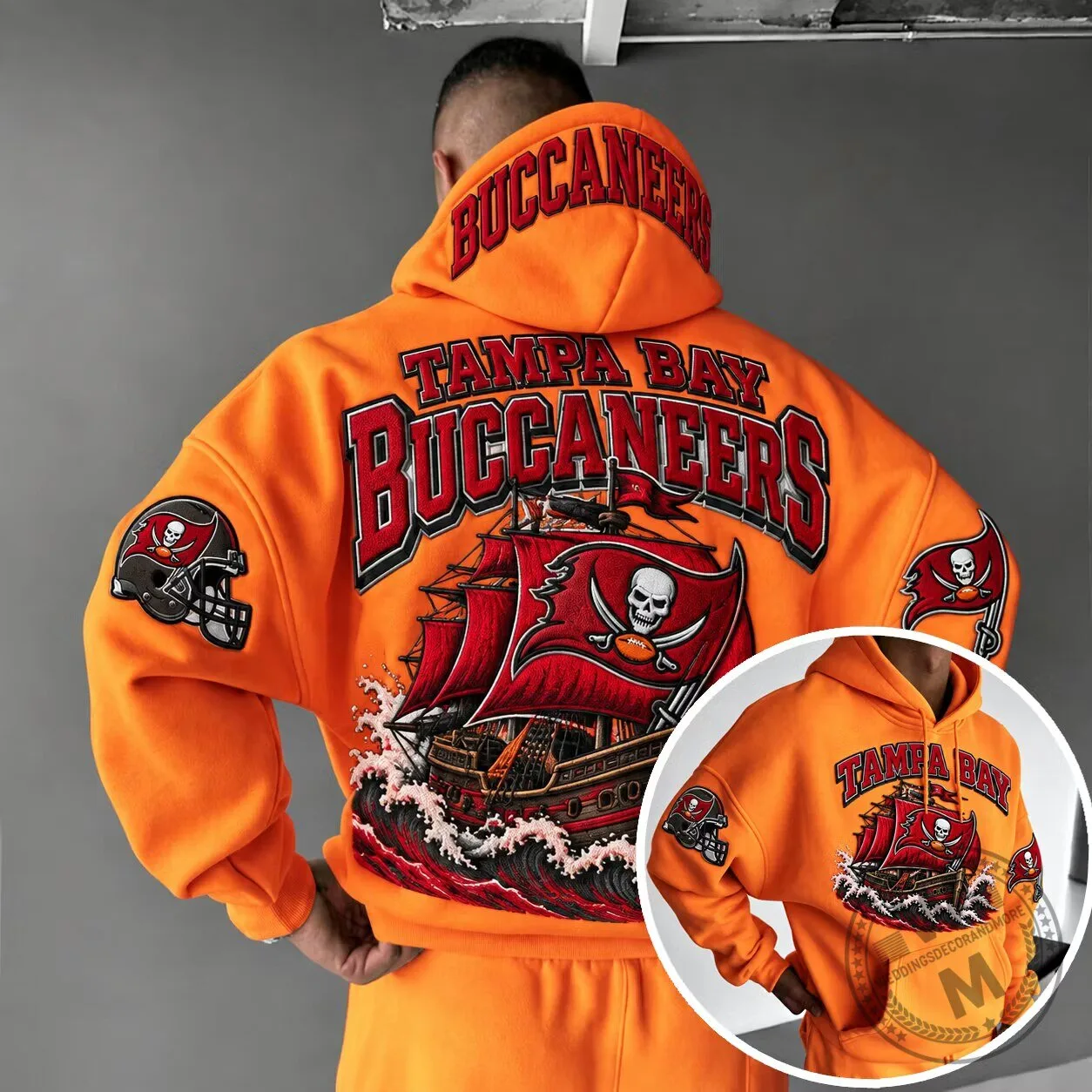 Tampa Bay Buccaneers Football Team Logo Orange Fan Hoodie