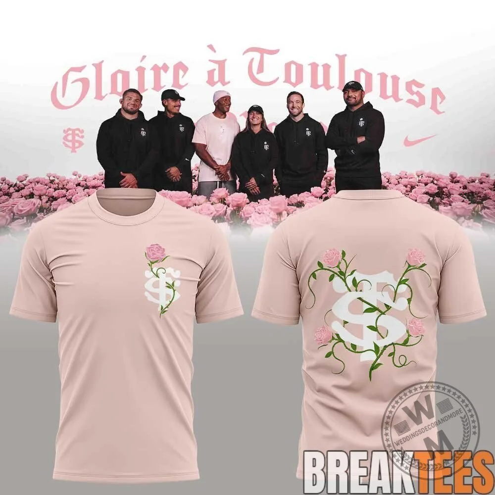 Stade Toulousain Rugby Gloire à Toulouse Pink Rose Graphic T-Shirt 2 Stade Toulousain Rugby Gloire à Toulouse Pink Rose Graphic T-Shirt
