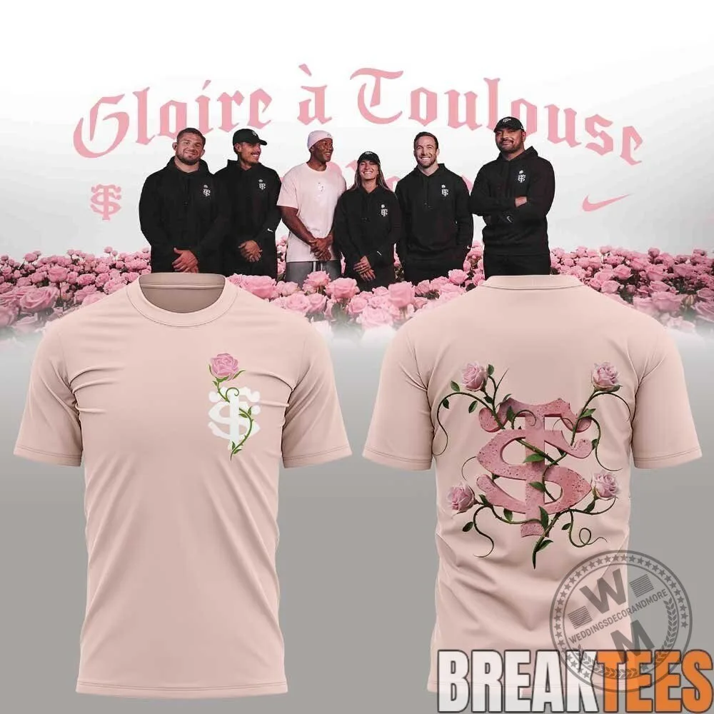 Stade Toulousain Rugby Gloire à Toulouse Pink Rose Graphic T-Shirt 3 Stade Toulousain Rugby Gloire à Toulouse Pink Rose Graphic T-Shirt